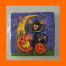 Vintage 90s Halloween Black Cat Jack-o-Lantern Cocktail Party Napkins 24 Count NIP NOS