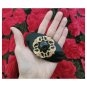 Vintage Glam 80s Elegant Acrylic Black Prism Ornate Brooch Pin