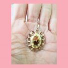 Vintage Dainty Rose Floral Cameo Gold Tone Pendant Charm