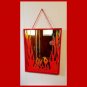 Vintage 90s Red Painted Flames Hanging Mirror in Wood Frame rocker biker bar