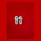 Miniature Pair of Handcrafted Tiny Ceramic Shoes Sandals White w/ Blue Bows & Flowers Thailand Miniature Pair of Handcrafted Tiny Ceramic Shoes Sandals White w/ Blue Bows & Flowers Thailand
