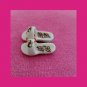 Miniature Pair of Handcrafted Tiny Ceramic Shoes Sandals White w/ Pink Flowers & Bows Thailand