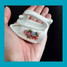 Vintage MCM Miniature Dainty Bone China Japan Flat Iron Toothpick Holder Swartswood Lake Souvenir