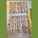 Vintage 80s 90s Country Cottage Fruit & Floral Print 4 Piece Kitchen Curtains Set