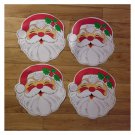 Vintage Festive Santa Claus Face Christmas Holiday Kitchen Placemats Set of 4