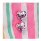 Vintage 60s 70s Shiny Silver Hammered Metal Hearts Clip on Earrings
