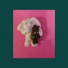 Vintage 80s Easter Unlimited White Bunny Rabbit Holding Chocolate Bunny Pin Brooch