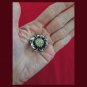 Vintage Glitzy Glam Silver Tone Metal Shimmery Rhinestone Rose Floral Pin Brooch