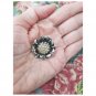 Vintage Glitzy Glam Silver Tone Metal Shimmery Rhinestone Rose Floral Pin Brooch