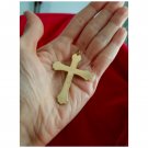 Vintage Large Gold Tone Metal Cross Crucifix Religious Pendant