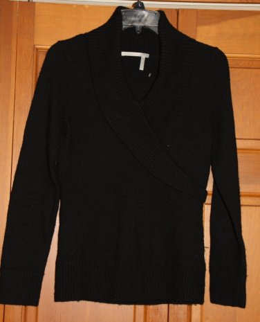 Classiques Entier Black Wool Long Sleeve Sweater Crossover Front Nordstrom