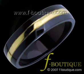 Black & Gold Titanium Fashion Band - ring size 4.5, 5, 5.5, 6, 6.5, 7, 7.5, 8, 8.5, 9