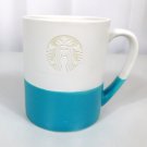 Starbucks Hand Dipped Siren Etched Coffee Mug 14 oz Blue White 2014