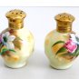 Enesco Japan Hand Painted Floral Salt Pepper Shakers in Stand Vintage Ceramic