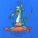Cancun Mexico Lizard Surfing Muscle Shirt Mens XL Blue Fly 100% Cotton Yazbek