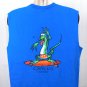 Cancun Mexico Lizard Surfing Muscle Shirt Mens XL Blue Fly 100% Cotton Yazbek