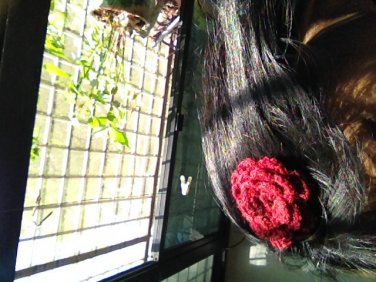 Crochet hair clip flower