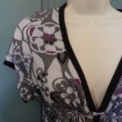Belle du Jour Medium V-neck empire Shirt Cover-up Black Gray Purple