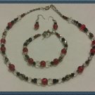 Red Sparkle Necklace, Earrings, & Bracelet Set