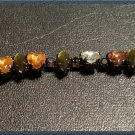 Burnt Orange & Green Rhinestone Bracelet