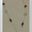 Long Necklace with Black/Clear Crystals And Charm