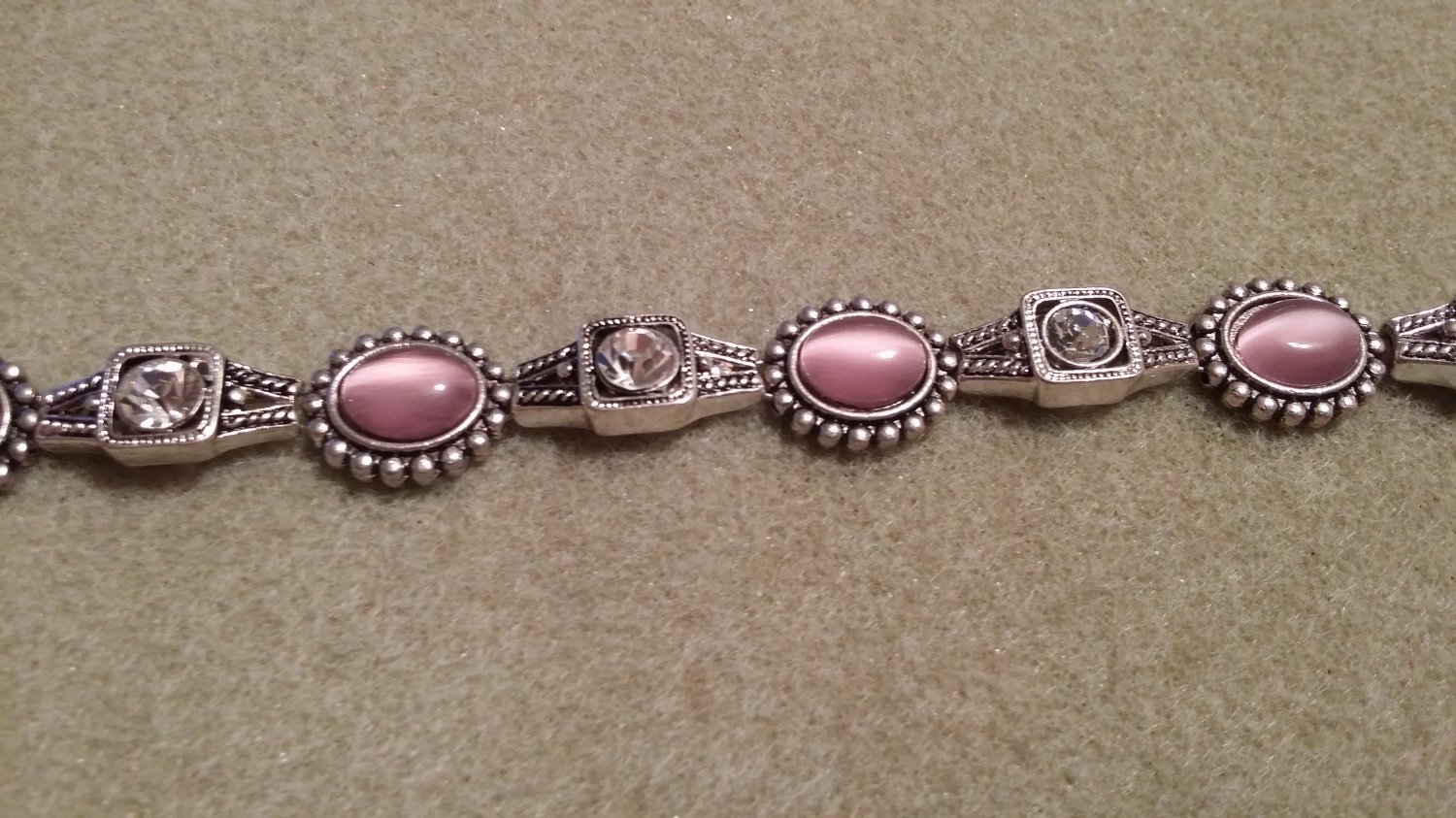 Pink Stone & Rhinestone Bracelet