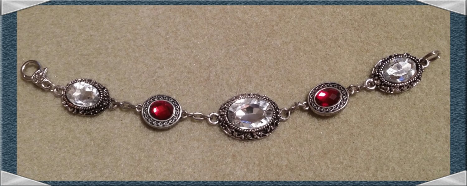 Red & Clear Rhinestone Bracelet