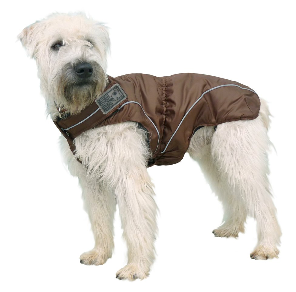 On Sale (S/M) Warm Dog Winter Coat w/ Fleece Lining, 133/4", Brown by