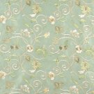 Light Green Ivory Gold Suede Upholstery Fabric By The Yard Embroidered Floral Vines Pattern #: B102