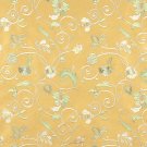 Gold Ivory Green Suede Upholstery Fabric By The Yard | Embroidered Floral Vines | Pattern #: B104