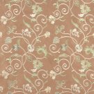 Brown Beige Green Gold Suede Upholstery Fabric By The Yard Embroidered Floral Vines Pattern B105