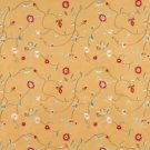 Gold Green Red Ivory Suede Upholstery Fabric By The Yard Embroidered Floral Vines Pattern #: B144