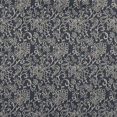 B600 Navy Blue, Contemporary Floral Jacquard Woven Upholstery Fabric By The Yard | 54"" Wide