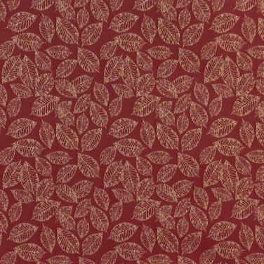 B625 Red, Floral Leaf Jacquard Woven Upholstery Fabric By The Yard | 54"" Wide