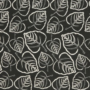 54"" D651 Black, Leafy Scotchgarded Outdoor Indoor Marine Fabric By The Yard
