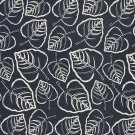 54"" D655 Dark Blue, Leafy Scotchgarded Outdoor Indoor Marine Fabric By The Yard