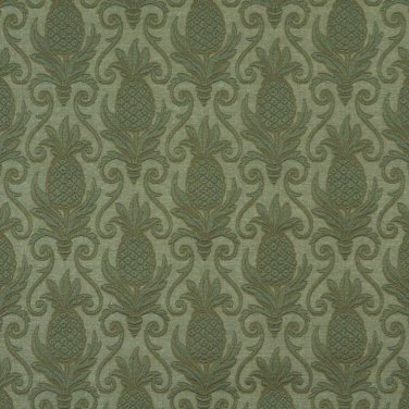 54"" E525 Green, Pineapple Jacquard Woven Upholstery Grade Fabric By The Yard