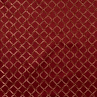54"" E611, Diamond Red, Gold And Green Damask Upholstery And Window Treatment Fabric By The Yard