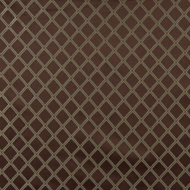 54"" E614, Diamond Brown, Green And Gold Damask Upholstery And Window Treatment Fabric By The Yard