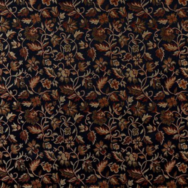 54"" E620 Floral Black Gold Green Orange Damask Upholstery Window Treatment Fabric By The Yard