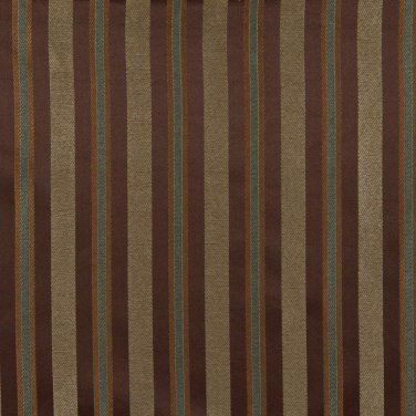 54"" E630, Striped Brown, Green And Gold Damask Upholstery And Window Treatment Fabric By The Yard