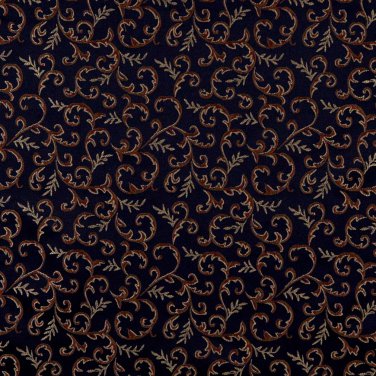 E640 Abstract Floral Navy Blue Yellow Green Damask Upholstery Window Treatment Fabric By The Yard