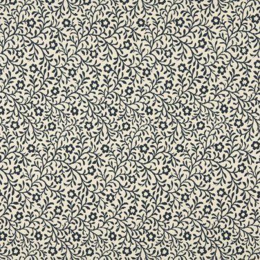F421 Navy Blue And Beige Floral Matelasse Reversible Upholstery Fabric By The Yard | Width: 54""