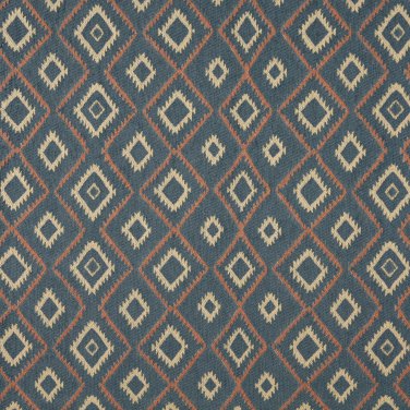 J749 Southwest Style Diamond Upholstery Fabric | Blue Salmon Beige Upholstery Fabric By The Yard