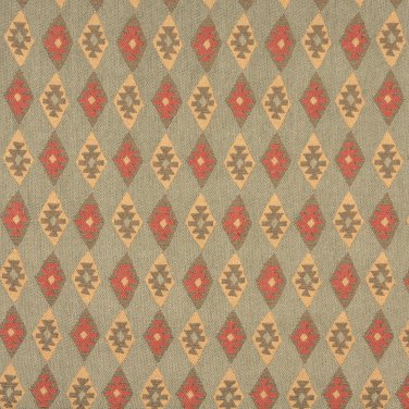 J753 Southwest Style Diamond Upholstery Fabric | Green, Gold And Red, Upholstery Fabric By The Yard
