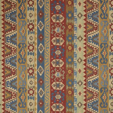 J760 Southwest Large Stripe Upholstery Fabric Green Red. Blue Gold Upholstery Fabric By The Yard