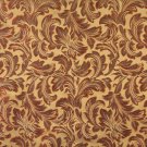 F573 Olive Green Orange Ivory Burgundy Floral Leaf Damask Upholstery Drapery Fabric By The Yard