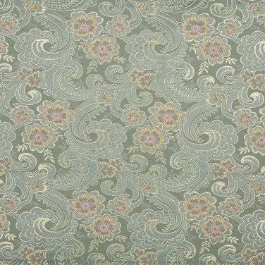 54"" Wide D122 Gold, Pink And Blue, Paisley Floral Brocade Upholstery Fabric By The Yard