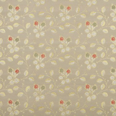 54"" Wide D147 Gold, White, Red And Green, Floral Brocade Upholstery Fabric By The Yard