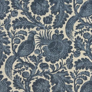 54"" Wide C416 Blue And Beige, Floral Abstract Outdoor, Indoor, Marine Upholstery Fabric By The Yard